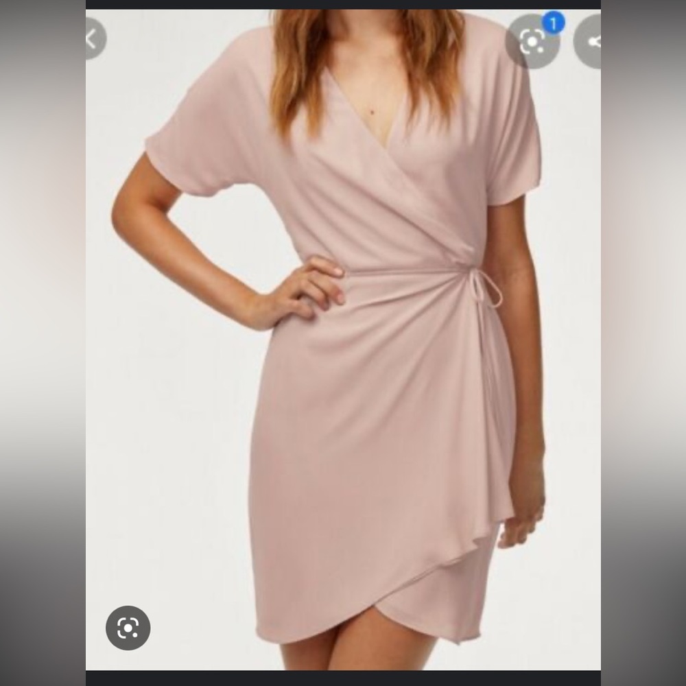 Aritzia Juro Wrap Dress - Light Pink